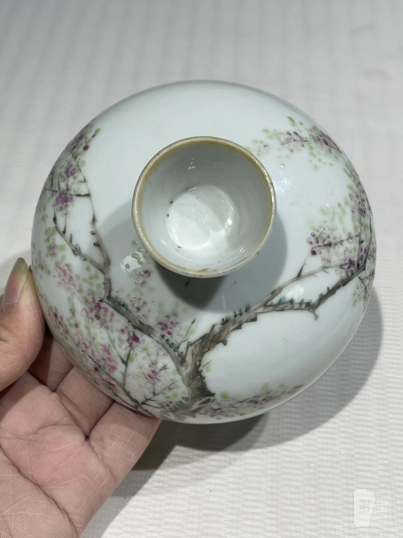 清晚期 浅绛彩盖、托一组八件 - 图2